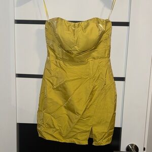Elegant Yellow Strapless Dress
